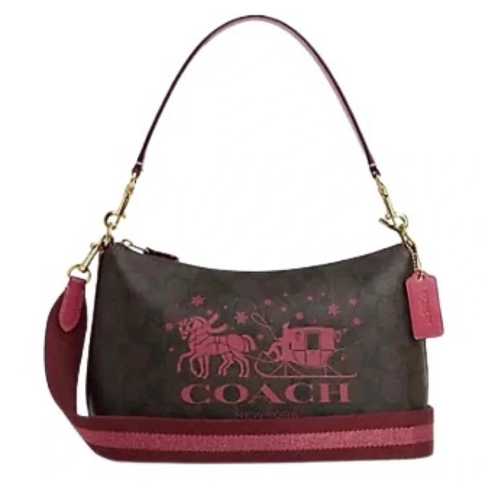 Coach Clara Shoulder Bag CN686 Signature Canvas Horse & Sleigh